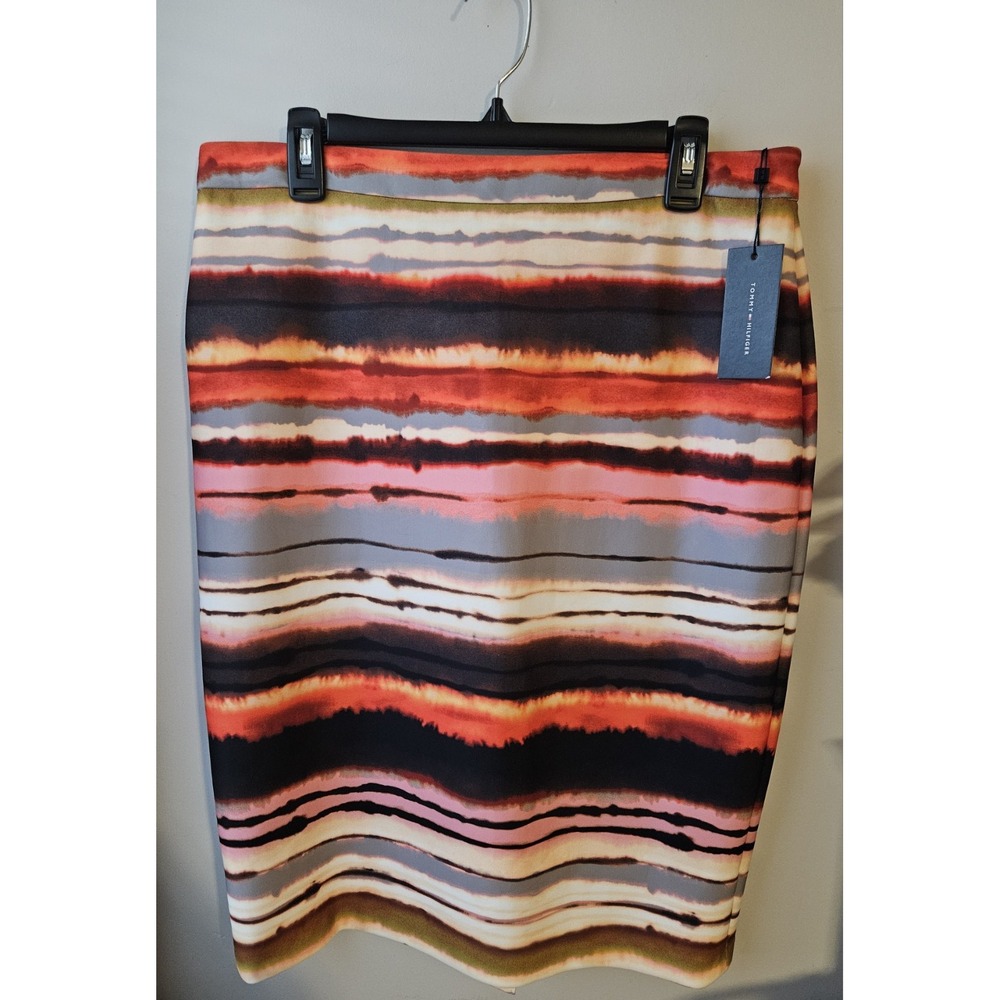 Tommy Hilfiger Women's Pencil Skirt Size 14 –‎ Saharan Safari Multicolor Striped